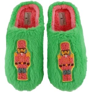 NWT Simply Southern Green Fuzzy Nutcracker Design SLIPPERS